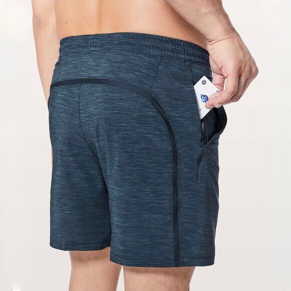 EUC Lululemon Pace Breaker Shorts Linerless 7" Small Heather Iron Blue True Navy - Picture 7 of 15